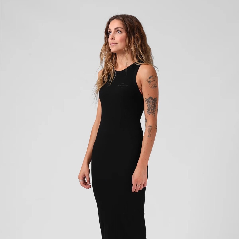 Rachel Zoe Ribbed Knit Midi Tank Bodycon Dress Black XS